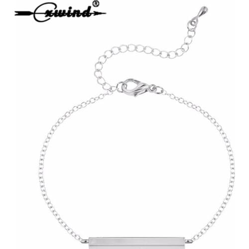 Cxwind New Square Stick Bar Bracelet for Women Couple Simple Elegant Cuff Jewelry Girls Popular Lovely Female Geometric Bangles