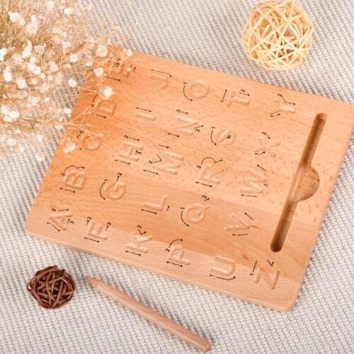 Wooden Convex Groove Letters Copy Board Preschool Letters Learning Pad for Intellgent Improvement 69HE