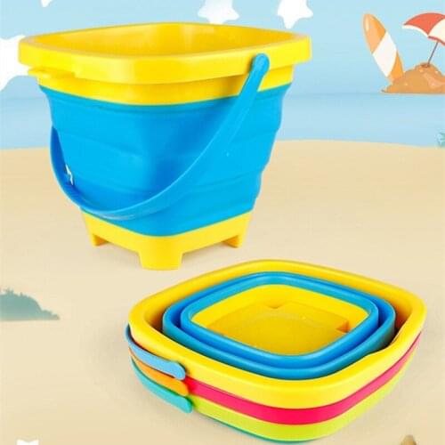 Kids Tools Beach Folding Bucket Gift Soft Plastic Toys Household Portable Outdoor Water Baby Telescopic Bucket Childrens