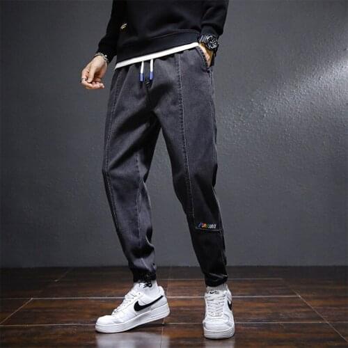 Spring Autumn Plus Size Baggy Jeans Men Black Blue Stretch Denim Jogger Pants Casual Loose Harem Jean Trousers Big Size 8XL