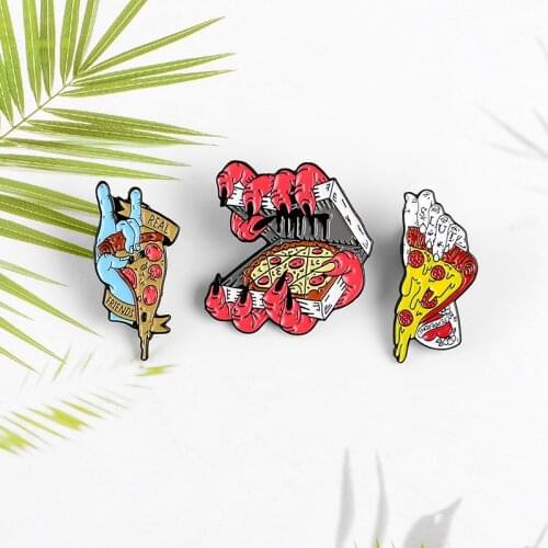 Cartoon Halloween Horror Pizza Skeleton Enamel Brooch Bag Clothes Lapel Pin Sasha Away Badge Cartoon Jewelry Gift For People