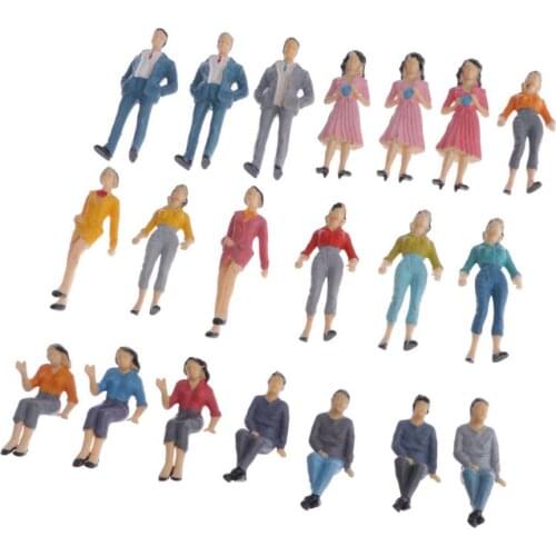20Pcs Mini People Figurines 1/25 Model Trains Architectural Plastic People Figures Tiny People for Miniature Scenes