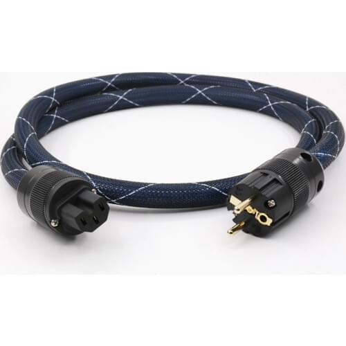Hifi OCC Silver Plated EU version Mains Power Cord Cable with Gold plated EU power plug Schuko power cord cable