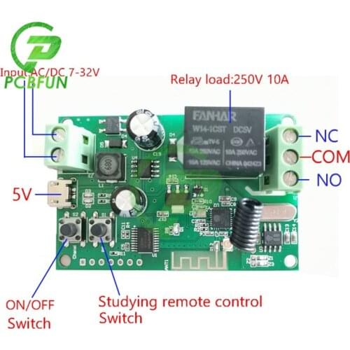 Inching/Self-Locking Wireless Wifi Relay Module DC5-32V 433Mhz eWeLink Wifi Switch Smart Home Automation for Door Access