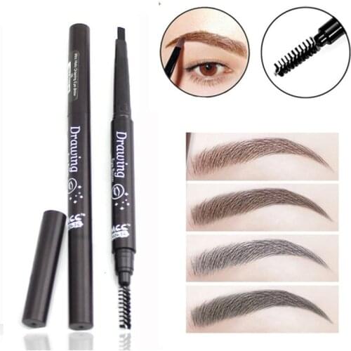 6 pcs Double-end Automatic Eyebrow Pencils Waterproof Long Lasting Brown Pigments Eyebrow Tattoo Makeup Eye Brow Pen Cosmetic