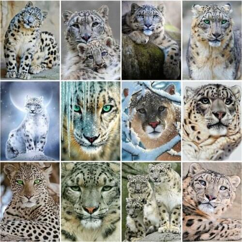 HUACAN oil Painting By Numbers Tiger Animal Wall Art Unique Gift Hand Painted On Canvas Picture By Numbers Snow For Living Room