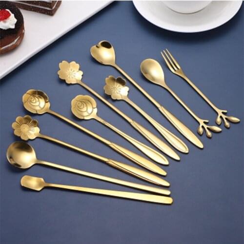 Coffee Spoon Ice Cream Spoon Creative Spoon Tea-spoon Flowers Dessert Scoop Tableware Stainless Steel Kitchen tools