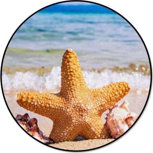Creative Rugs for Children Rooms Beach Starfish Conch Pattern Round Carpet Rug Carpets for Home Living Room Bedroom