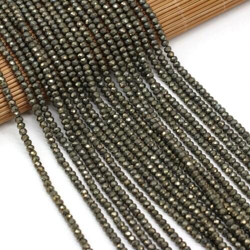 Hot Natural Faceted Pyrite Stone Loose Beads for DIY Bracelet Necklace Accessory Jewelry Making Women Trendy Gift Size 3x4mm