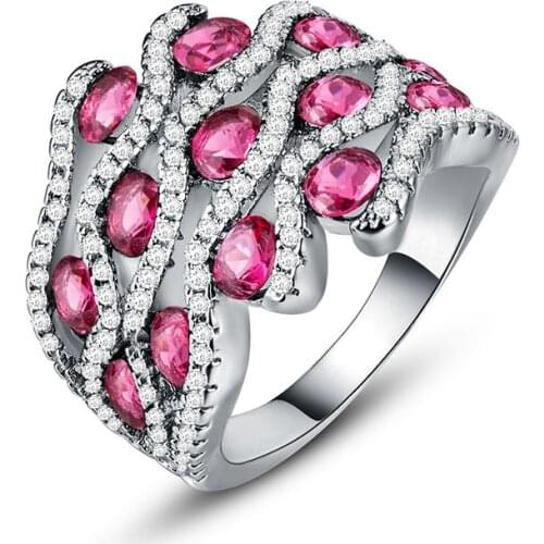 Megin D Hot Sale Punk Personality Wave Zircon Copper Rings for Men Women Couple Family Friend Fashion Design Gift Jewelry