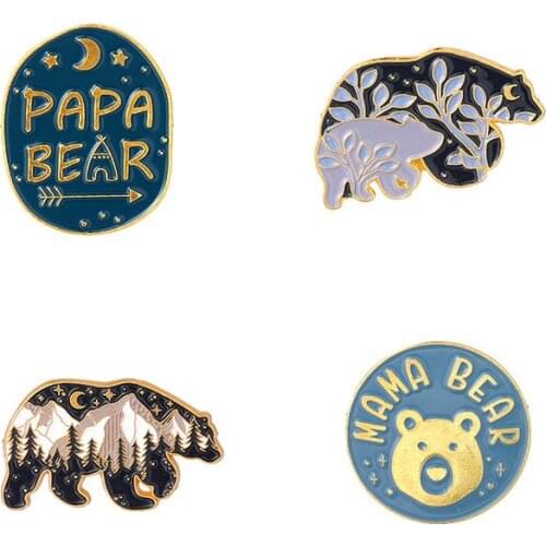 Cartoons Polar Bear Lapel Pins Fashion Enamel Badges Womens Cute Landscape Brooches For Clothes Metal Hijab Pins Brooch Jewelry