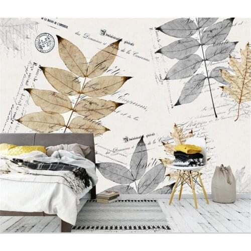 Bacal 3d wallpaper wall covering modern art hand-painted leaves texture English handwritten font photo mural home decor