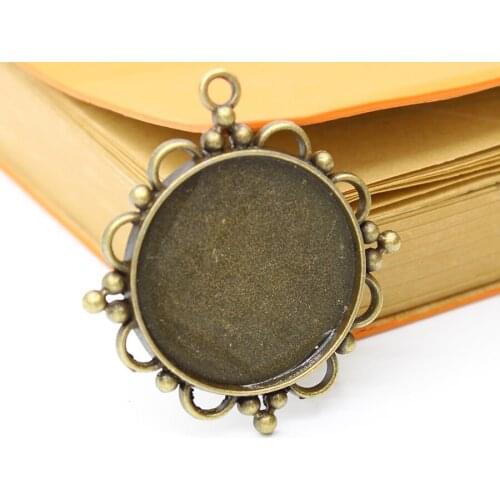 Pendant Base Necklace Sweater Chain Key Chain Pendant Making DIY Jewelry Accessories Tray 30mm Round 30mm Cabochon Stone Metal