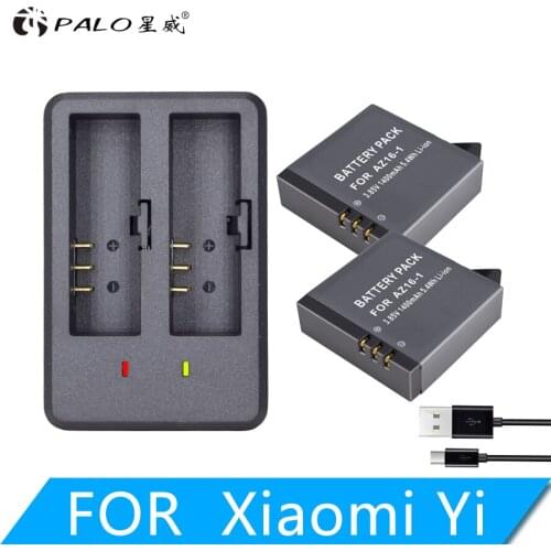 PALO AZ16-1 1400mAh 3.85V For Xiaomi YI lite / YI 2 / 4Kplus 4k+ AZ16-1 Battery +USB Dual Charger For Xiao yi 4k Action Camera