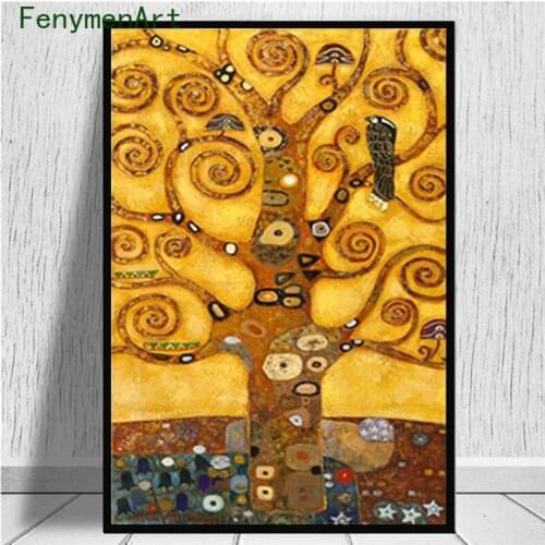 Tree of Life Posters and Prints Famous Wall Art Pictures for Living Room Home Decor Gustav Klimt Abstract Canvas Paintings
