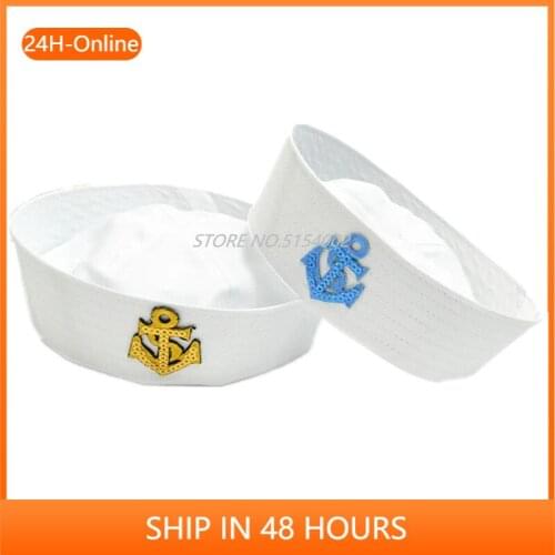 Military Hats Stage Performing Double Flags Fashion Cap and Arrows White Sailor Navy Hat Cap for Adult Kids Doughboy Hat