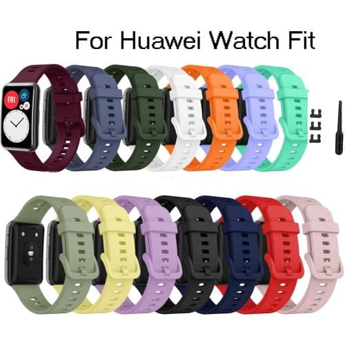 Silicone Band For Huawei Watch Fit Strap Smartwatch With Connector With tool Accessories Replacement Wristband Belt bracelet