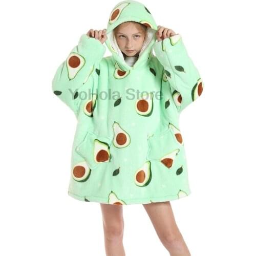 Toddler Girls Cute Avocado Hoodies Winter Super Warm Sweater Toddler Boys Girls Casual Oversize Blanket Fleece Hoodie Homewear
