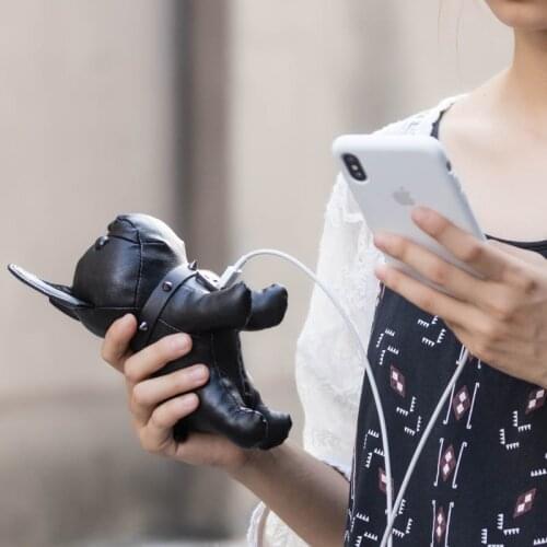 New Big bands French bulldog black mobile power bank 8000mah Dog Doll power supply Mobile phone pendant