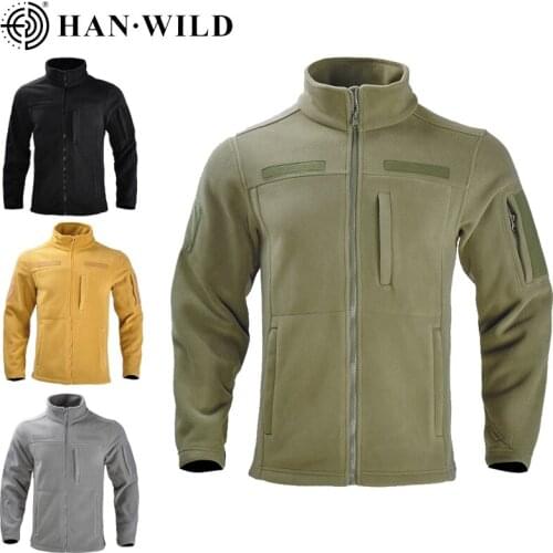 HAN WILD Winter Warm Fleece Tactical Jackets Men Military Windproof Thicken Multi-pocket Jackets Casual Hoodie Coat Clothing