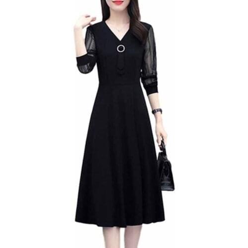 Lady High Quality Chiffon vestir Fashionable Summer Women Slim Dress New Elegant Female Spring plus size 5XL Black Dresses ok781