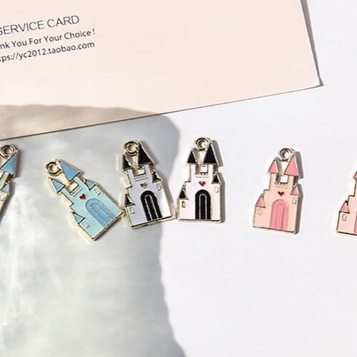 6pcs Cute Cartoon Alloy Drip Pendantpineapple Cat Castle Earrings for Women Ear Material Diy Handmade Jewelry Stud Accessories