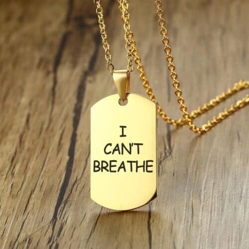 U.S. protest I CANT BREATHE I can't breathe lettering army brand necklace stainless steel dog tag custom