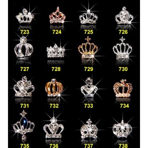 10Pcs 3D Chic Alloy Rhinestones Crown Silver Nail Art Decoration Tip Glitters DIY Nail drill stickers Glue on Nail Hot Sale