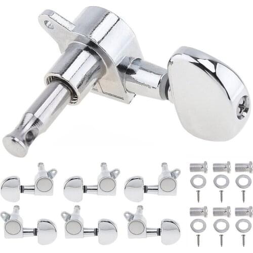 6pcs/set Acoustic Folk Guitar Tuning Pegs Tuners Full-enclosed Machine Heads Replacements 3R+3L Chrome parts metal