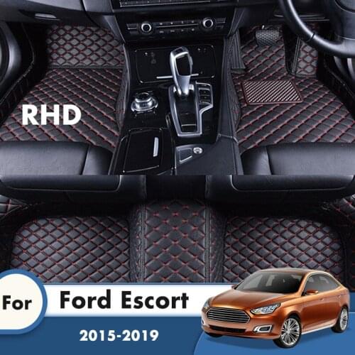 RHD Carpet For Ford Escort 2019 2018 2017 2016 2015 Car Floor Mats Artificial Leather Waterproof Custom Car Interior Accessories