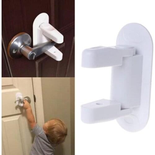 Baby Safety Lock Door Lever Home Newborn Kids Children Protection Doors Handle Universal Adhesive Compatible Professional