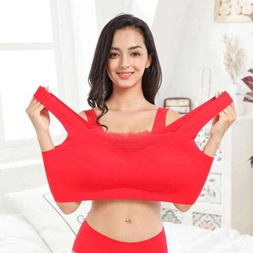 Weseelove 2020 New Women Plus Size Bra 110D 115E Free Comfortable Wireless Push Up Women Anti-Exposure Sports Vest Bra E86-1
