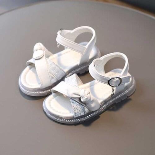 Kids Cross Belt Bowknot Sandals Girls Princess Shoes Summer Flat Heel Sandal 2021 Child Non-slip Outside Beach Shoe 26-36 Black