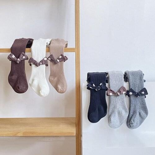 Children Spring Autumn Bowknot Tights Baby Stockings Kids Girls Tights Cotton Warm Pantyhose Child Knitted Collant Stockings