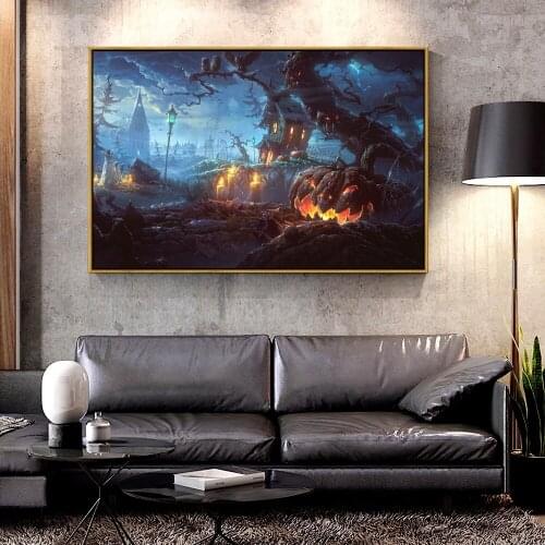 Forbeauty Oil Canvas Painting happy_halloween_day For Home Decoration Wall Art
