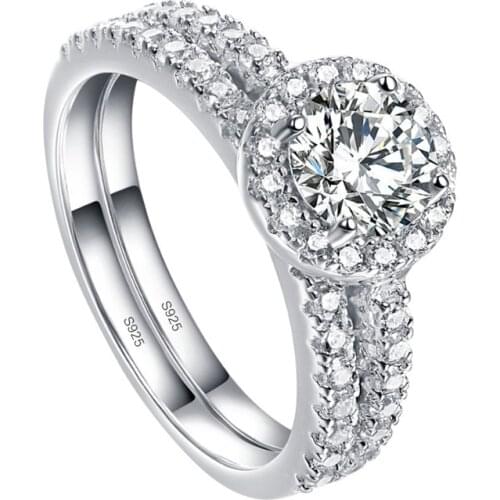 S925 Sterling Silver Set Ring 0.8 CT Round Cut Simulated Diamond Jewelry Anniversary Gift