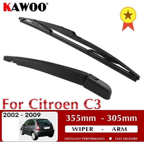 KAWOO Auto Car Rear Wiper Blade Blades Back Window Wipers Arm For Citroen C3 Hatchback (2002-2009) 355mm Auto Windscreen Blade