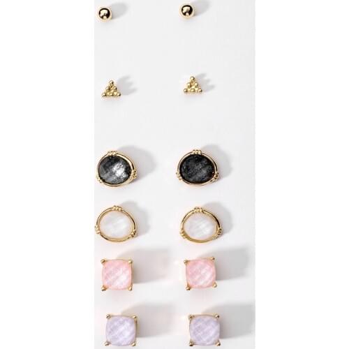 LUNA CHIAO 6 Pairs/Lot Fashion Jewelry Geometric Resin Stud Set for Women