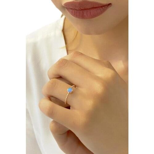 Minimal Opal Lucky Cubic Zirconia Top Quality 925 Sterling Silver Ring