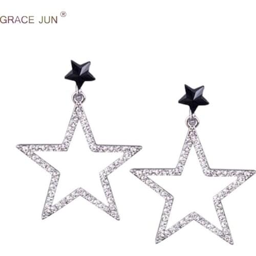 Korean Style Fashion Double Star Clip on Earrings No Pierced for Women Party Wedding Unique Without Pierced Earrings Wholesale