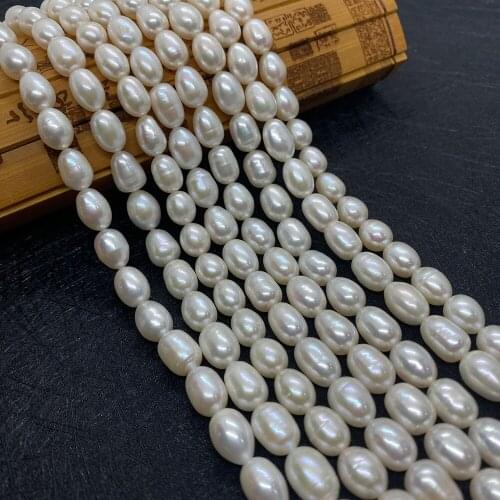 7-8mm Natural Freshwater Pearl White Rice Shape for Jewelry Making Necklace Jewelry Accessories DIY Handicraft Decoration Gifts