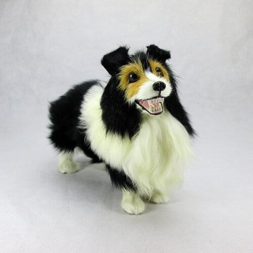 New simulation black&white dog polyethylene & furs samoyed dog model doll gift about 22x9x18cm 305