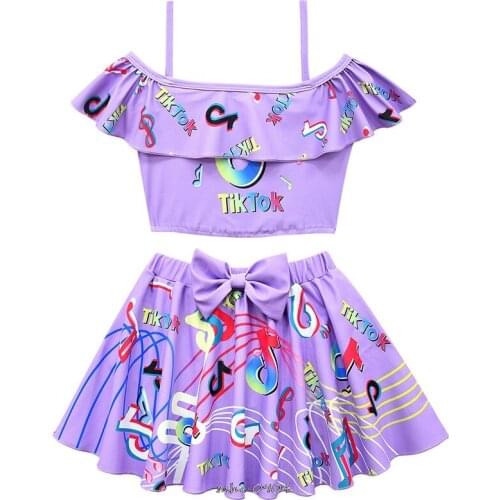 New Toddler Kids Baby Girl Bow Swimsuit Tik Tok Suit Bikini 2pc Set Swimwear Vogue Childrens Swimsuit Baby Clothes