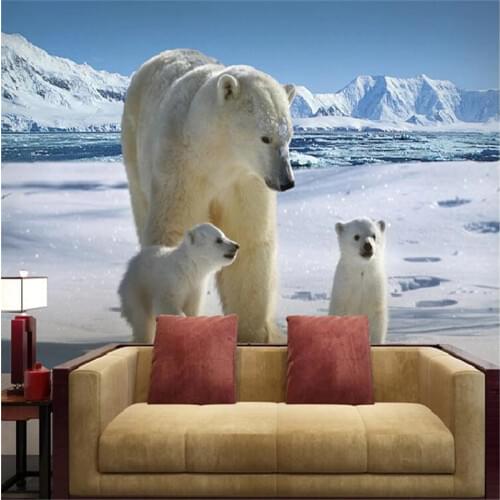 Beibehang photo wallpaper High quality wall paingting iceberg polar bears lovely sofa backdrop large mural wallpaper modern