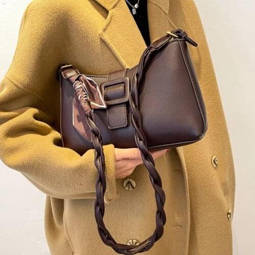 Solid Color High Quality PU Leather Shoulder Bags For Women 2021 New Winter Handbags Female Daily Travel Totes Lady Hand Bag