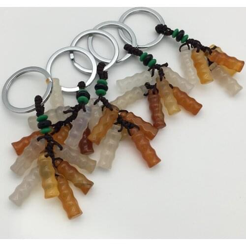 Wholesale New natural onxy bambooshape key chain 5PCS Good luck
