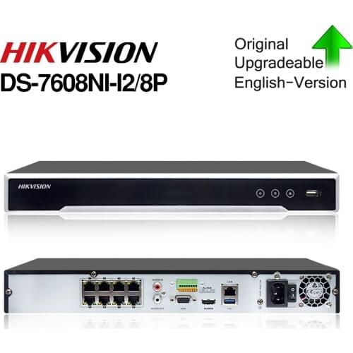 Hikvision Original NVR DS-7608NI-I2/8P 8CH 8 POE NVR for POE Camera 12MP Max 2 SATA Network Video Recorder