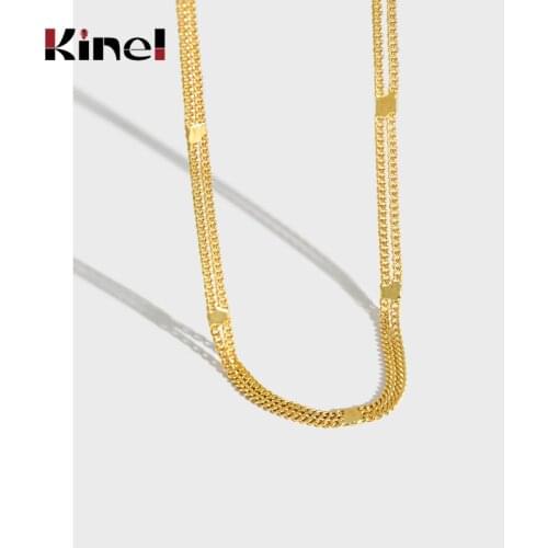 Kinel Genuine 925 Sterling Silver Neck of Clavicle Necklace for Women Silver Double Layers Female Necklaces Fine Jewelry