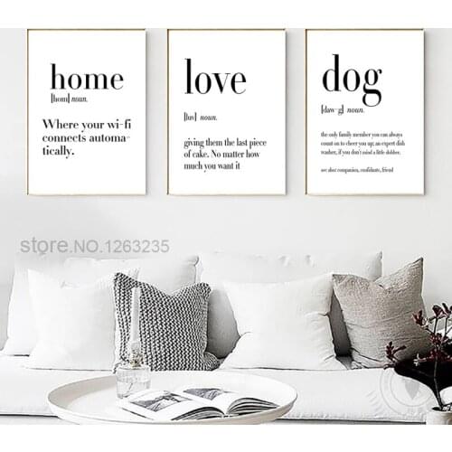 Quote Poster Home Dog Love Explanation Wall Nordic Art Canvas Painting Word Pictures For Living Room Decoration Picture Unframed