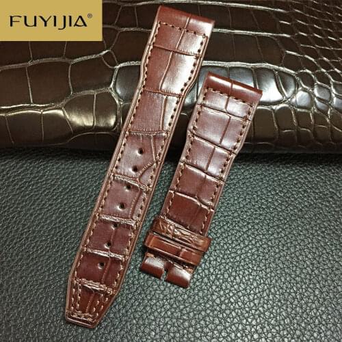 New FUYIJIA 22MM Custom PILOTS WATCHES Watch Band Men Women Crocodile Watchbands Genuine Alligator Strap Handmade Leather Belt